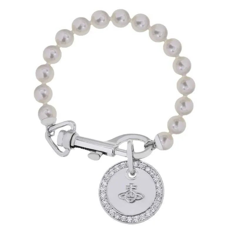 Очарование Westwood Saturn Pearl Round Bracelet Bracelet Женский персонализированный дизайн гвоздь