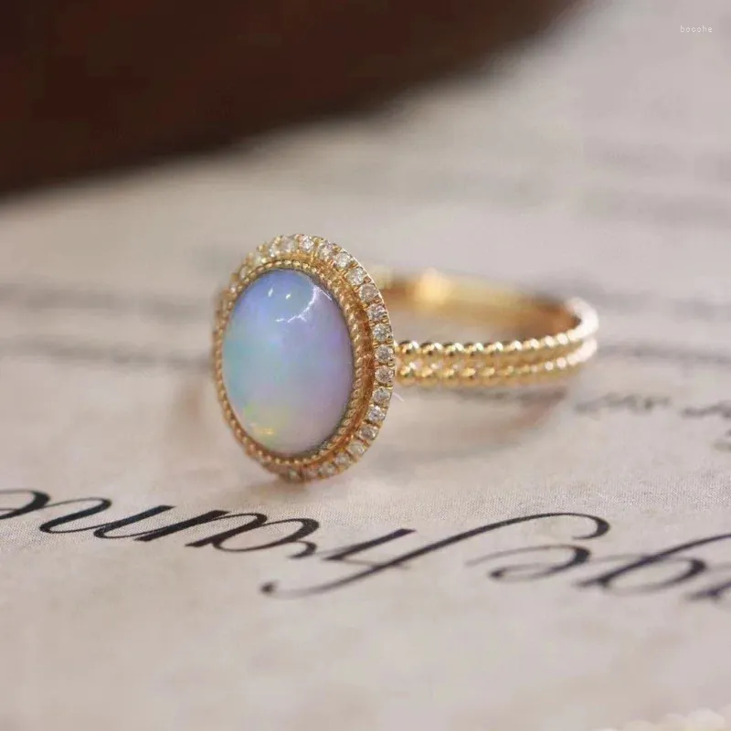 Cluster Rings 925 Sterling Silver Open Finger Ring Opal Stone Oval Gold Color Vintage Elegant For Women Girl Jewelry Gift Dropship grossist