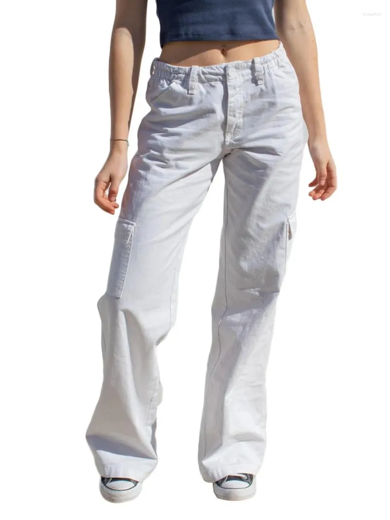 Pantalon féminin à la jambe haute taure de taille pour les femmes Boyfriend Boute à basse hauteur Bouton Straight Vintage 90S Jeans