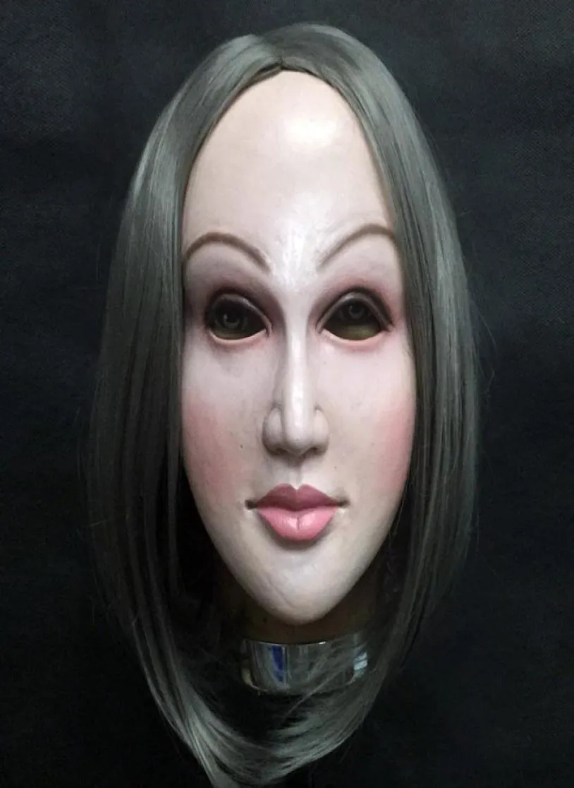 Realistisk kvinnlig mask döljer självhalloween latex realista maske crossdresser dockmask dam hud mask y2001033689494
