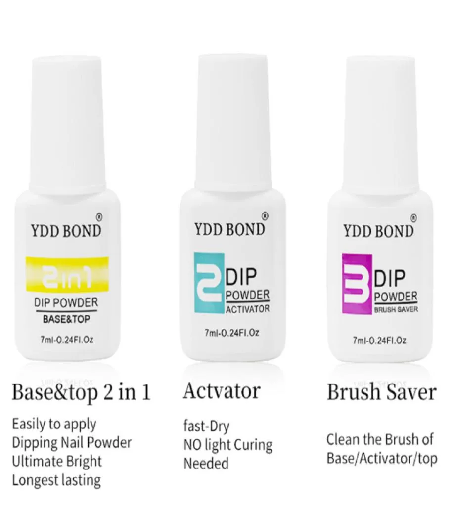 Ny nagelkonstgel 2in 1 Basetop Fourstep Gel 10 ml Nail Art Infiltration Dip Powder Desiccator Nail Brush Activator2878410
