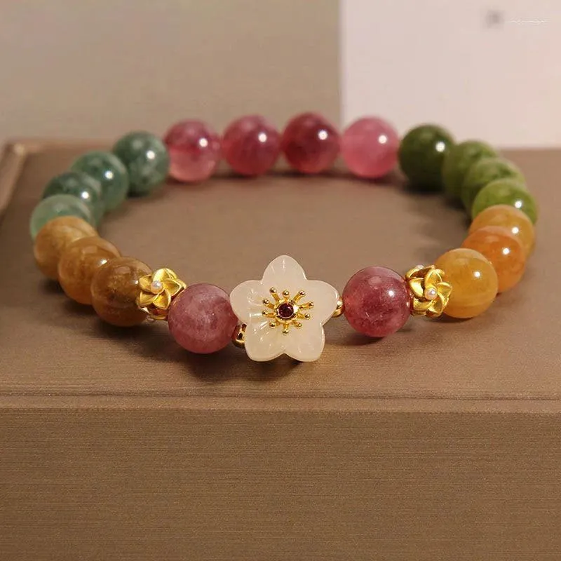 Bangle Light Luxury Vintage Chinese Style Flower Exquisite Bracelet For Women Girls Fashion Colorful Beaded Blessing Gifts