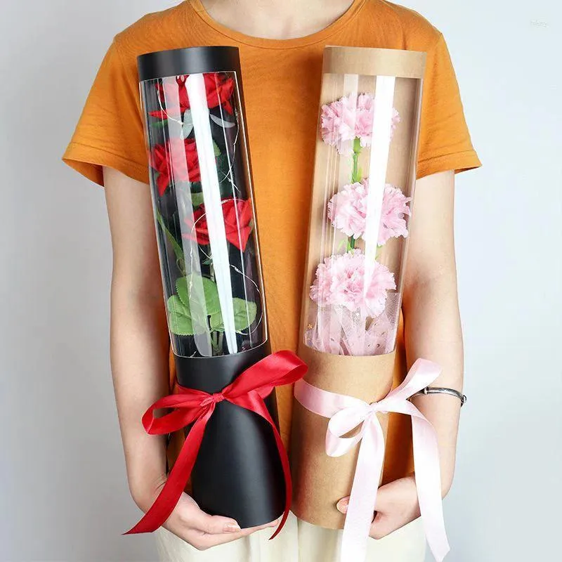 Pakiet prezentu pojedynczy kwiat pudełko papierowe walentynkowe kwiaty róża bukiet torba opakowań ślub ślub