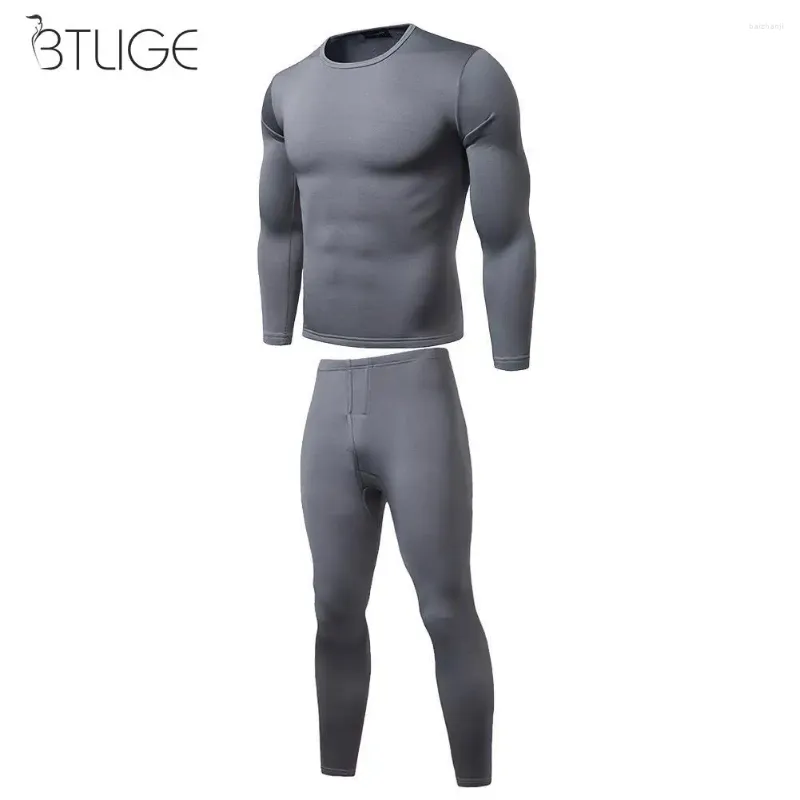 Sous-vêtements thermiques pour hommes Hiver Mens Suit Fashion Silk Slim Round Neck Compression