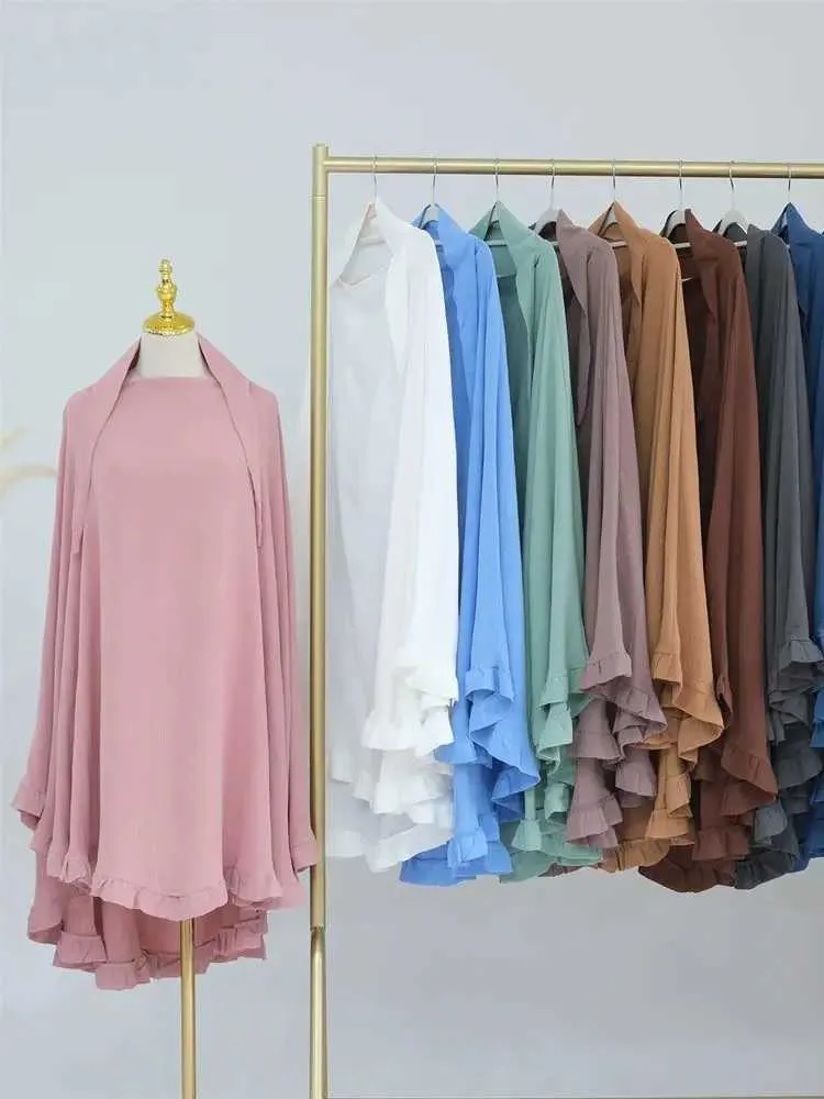 Roupas étnicas Ramadã Khimar Abaya Arábia Saudita Turquia Islã Muslim Hijab Lenço Roupas de oração abayas Para mulheres Ka Robe Femme Musulmane T240510