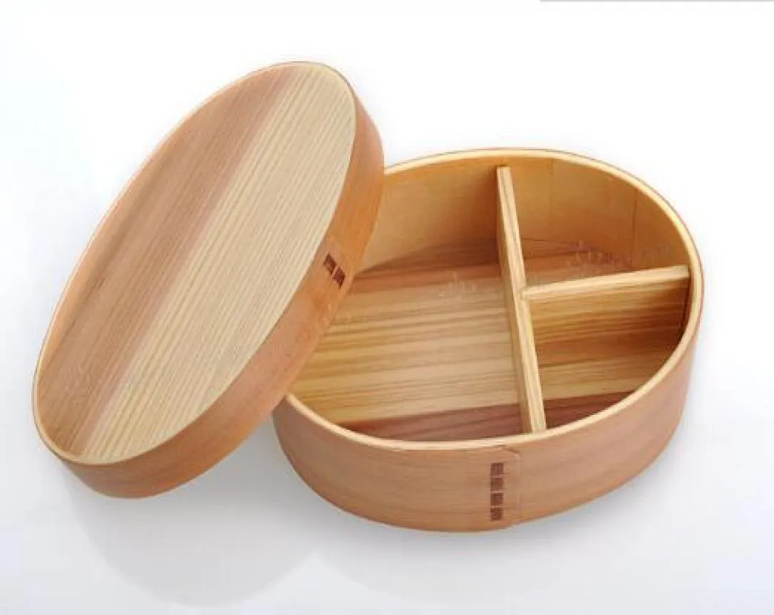 日本のベントボックス木製ランチボックス手作り天然木製寿司箱食器ボウルフードコンテナ2色1489161
