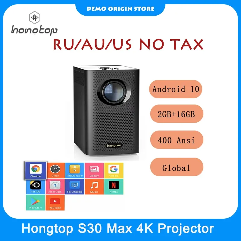 Smart Projector S30 Max 4K Video Homeater 400 ANSI LUMENS Android 10 Portabla projektorer WiFi BT HDMI i LCD Small Projector
