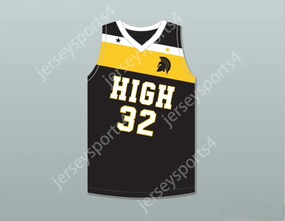 Custom Nay Młodzież/Kids Draymond Green 32 Saginaw High School Trojans Black Basketball Jersey 2 Top Sched S-6xl