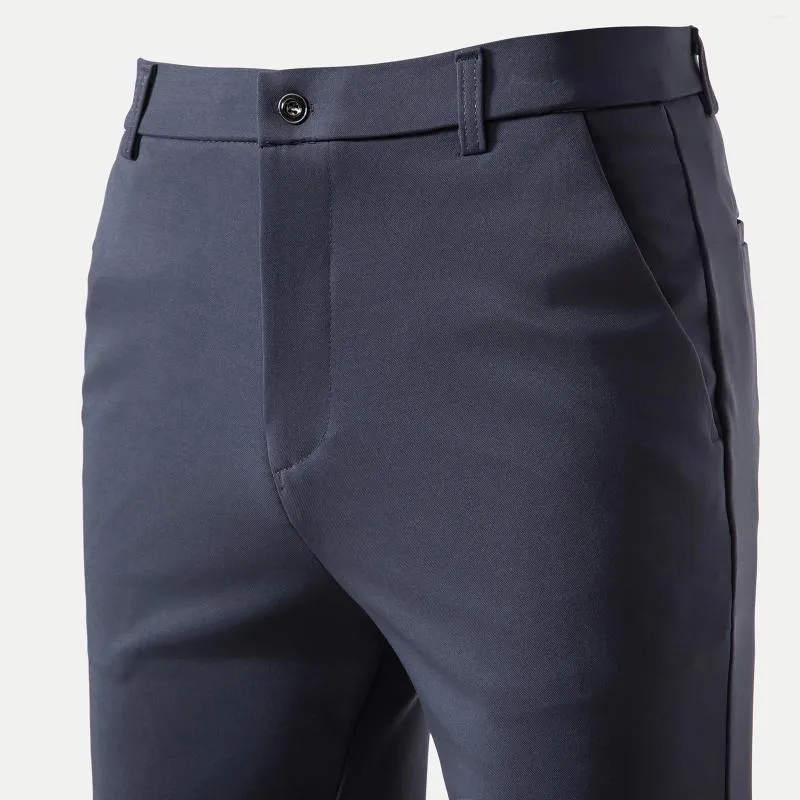 Pantalon pour hommes printemps été élastique décontracté busable d'affaires pleine longueur homme khaki pantalon extensible jambe droite extensible