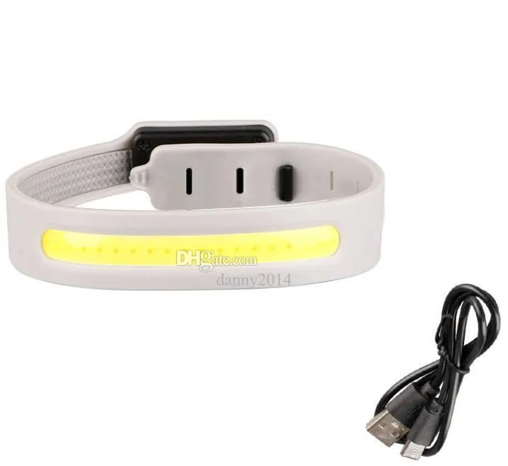 Elastic Headlamp LED Running Light with 230° Wide Lighting Rechargeable Wristband lights with Silicone Strip for Sports Flashing Safety Armband