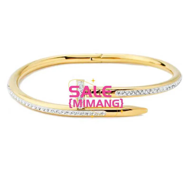 Bracelete de carcas de grife minimalista cheio de diamante cartão de lama de ouro de 18k, versátil e incolor de moda de lama de ouro 18k