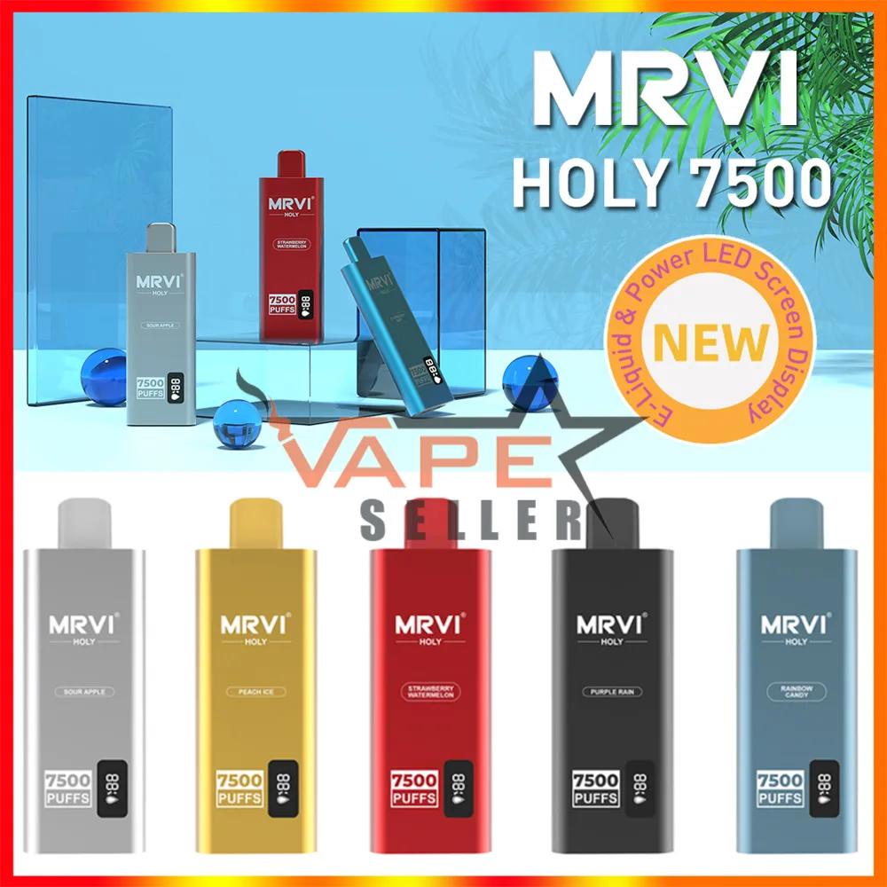 Original H-Q-D MRVI Holy 7500 Puffs Einweg-Vape-E-Zigarette mit intelligentem Bildschirm Display wiederaufladbar 600 mAh Batterie 15ml Pod Metall Shell Pen