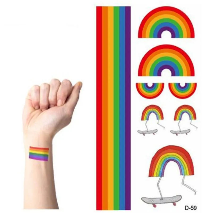 Whole10 SetSlot Temporary Rainbow Stripes Tattoo Autocollants imperméables Tatoo Body Paint Art Gay Pride Party54205127408901
