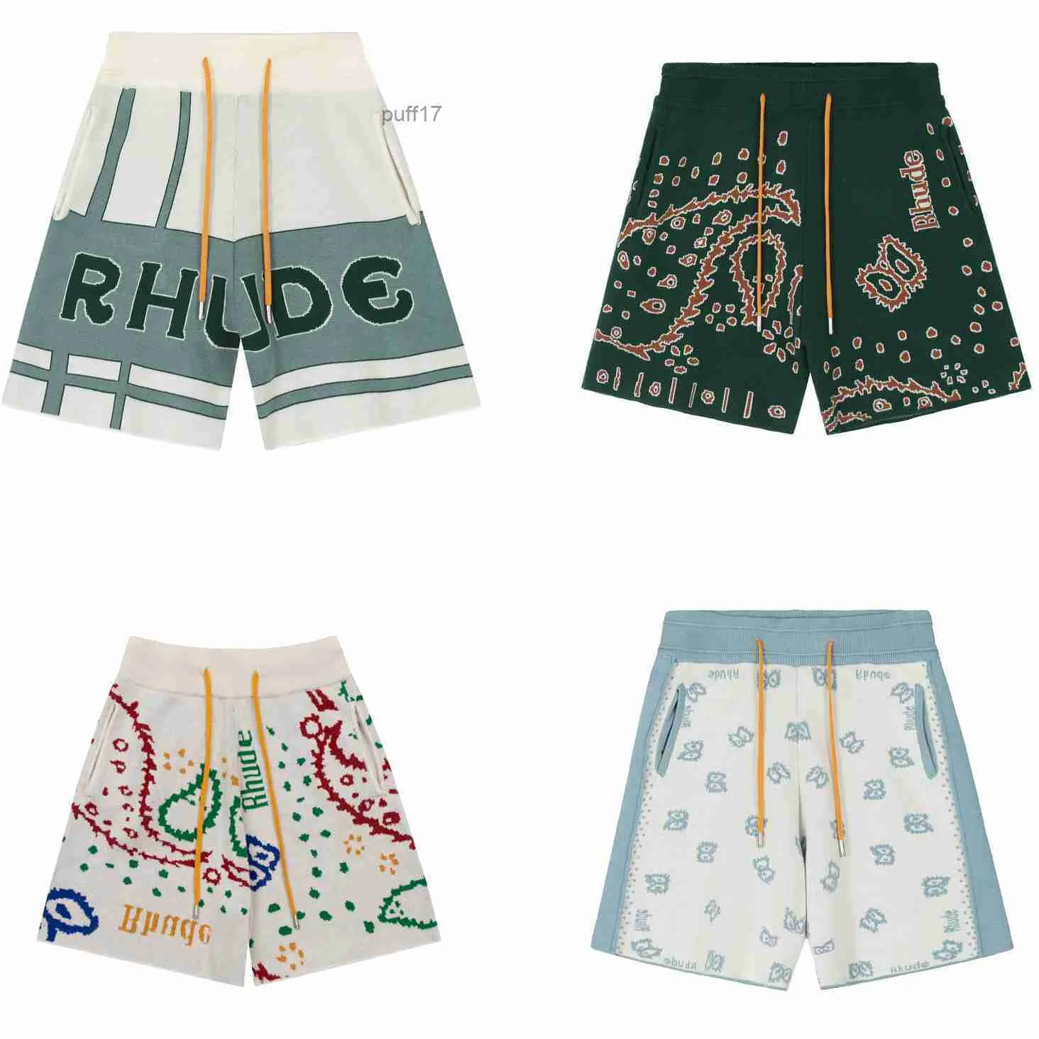 Ny designer Rhudes Knit Man Jumpers Checkered Casual Shorts mode lyxiga korta byxor för män RH898758 1XGQ