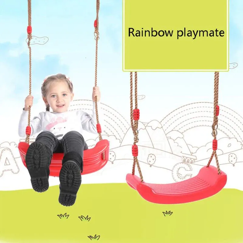 Kids Swing Flying Toy Garden Swing Kids Hanging Seat Toys avec hauteur Ropes réglables Ropes Indoor Toys Rainbow Curved Board 240506