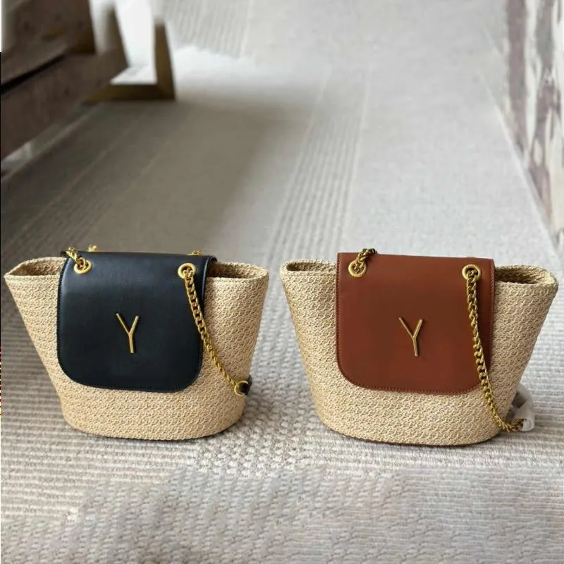 Fashion Woven Fashion Basket Bucket Bag Women's Fashion Designer Basket Summer Beach Woven Straw Bag Bag Luxury Handbag Bag Should Gipp