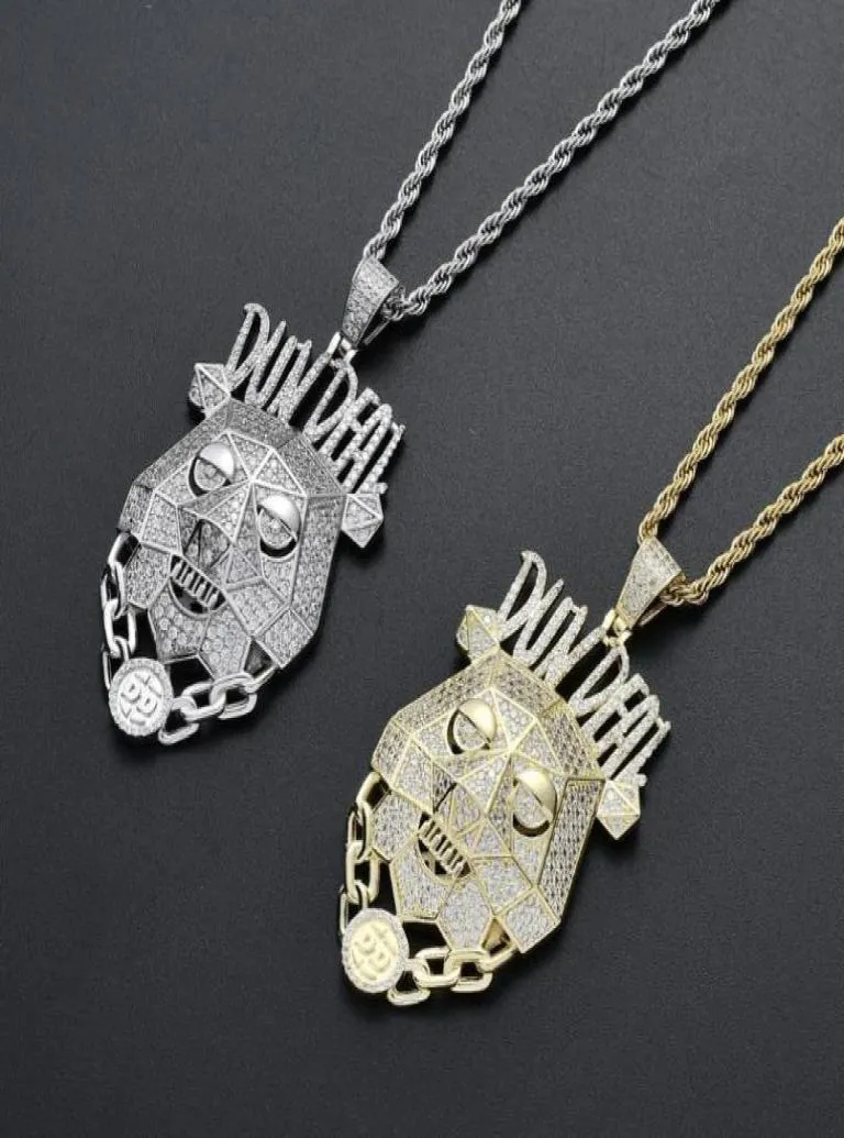 Anhänger Halsketten Hip Hop Jewelry Hochwertige Eiste -Out -Kette 18K Gold plattiert Bling Simuliertes Diamant Dun Deal Hundekopf Halskleal 4416110