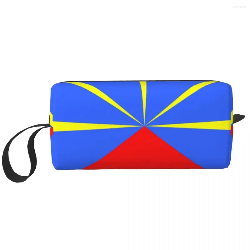 Bolsas de armazenamento 974 Bandeira da ilha da reunião Bolsa de cosméticos Mulheres Moda grande capacidade Reunionesa orgulhosa maquiagem case de beleza de beleza