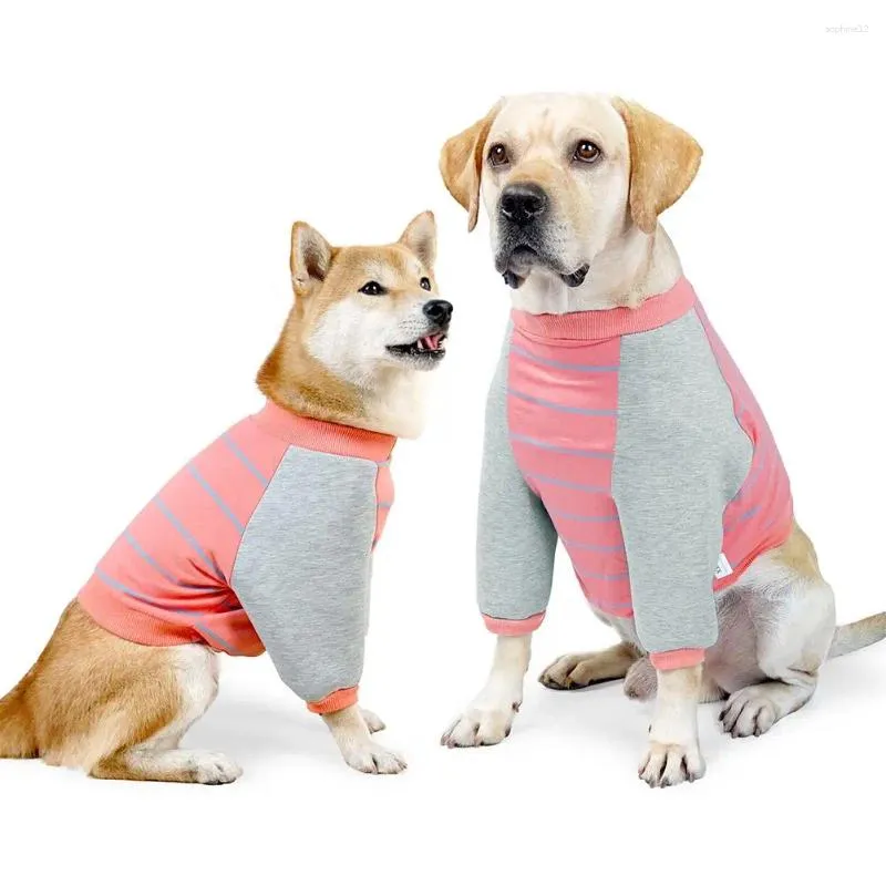 Couvre-chiens de vêtements pour chiens couverture du ventre complet Perte anti-cheveux Coton à rayures solaires pour moyen grand