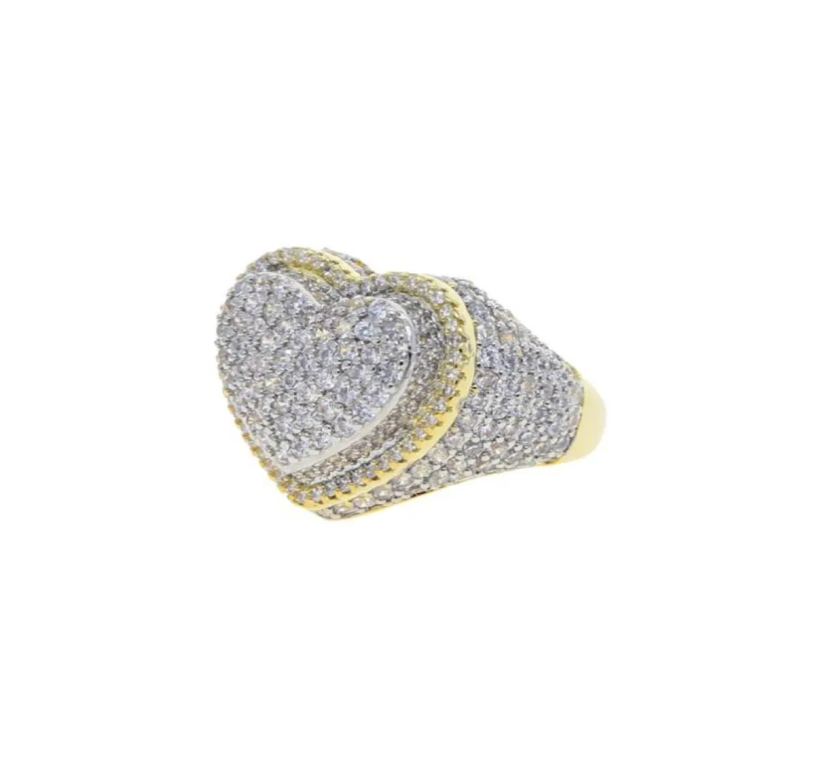 NOUVEAU FOIR FOLM FOIR Two Tone Ring Paved Full Cz Pierre pour les femmes Men de fête Anneaux de mariage Bijoux entièrement 7402045