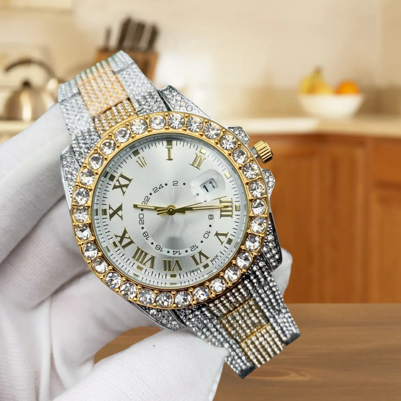 Elegant Diamond Accent Watch: Stainless Steel, Luminous, Waterproof Shop  Now! Best Seller