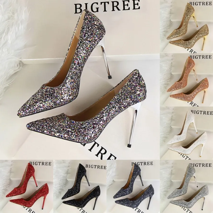 Blinging Bliling Sparkle Robes de mariée 2020 Célébrité Inspiré de chaussures de fête formelles High Heels 9cm 7cm Gold Silver White Red Sequins Prom Sho 264R