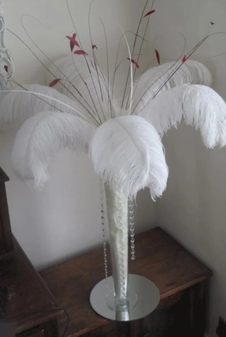 ВСЕМ 200 ПК 1214 -дюймовых белых племен с перами из страуса для свадебной центральной части свадебной декорации перо deor Head wadress5803382