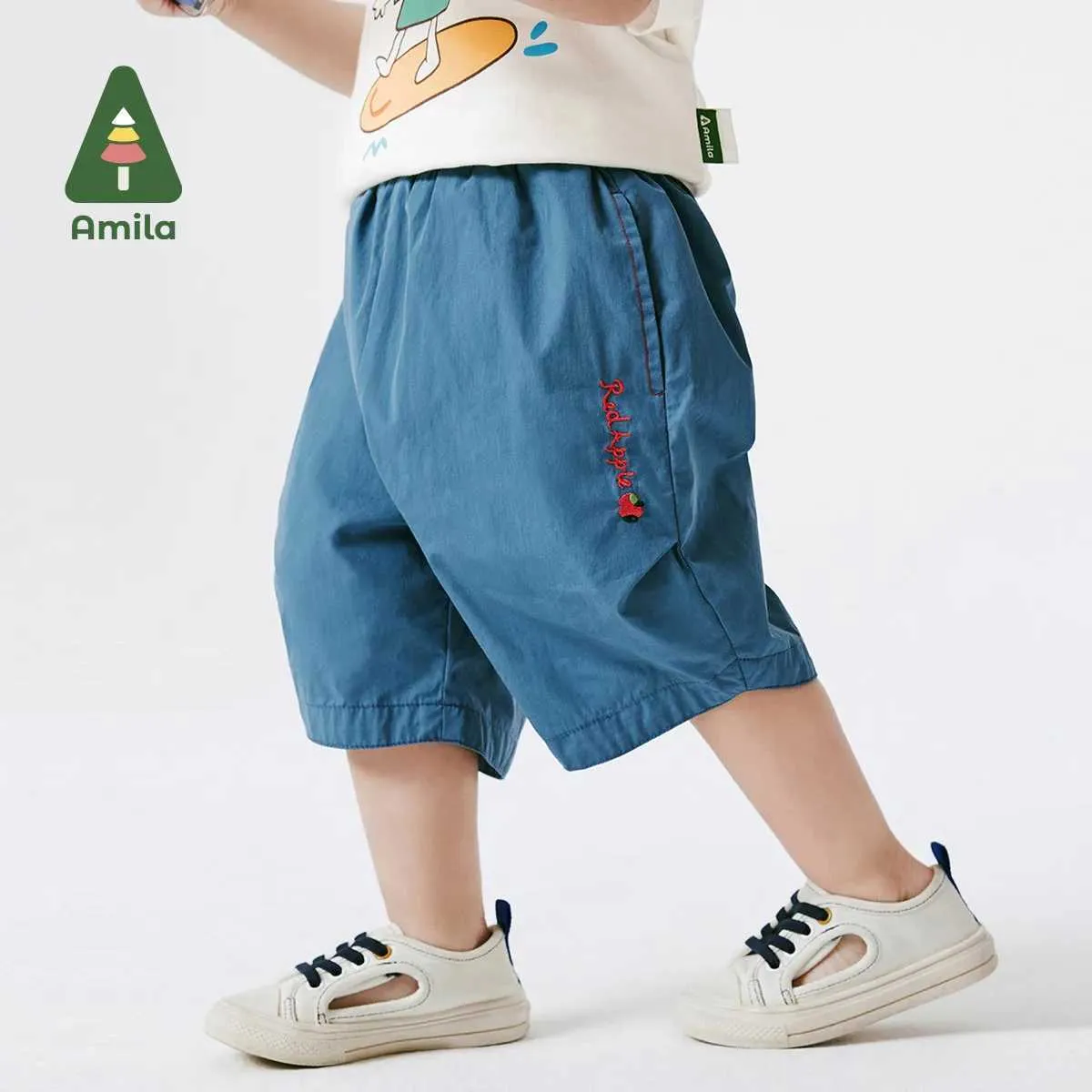 Shorts Amila Baby Shorts 2024 Summer Ny Full Fit Middle Pants Lätt mjuk och bekväm D240510