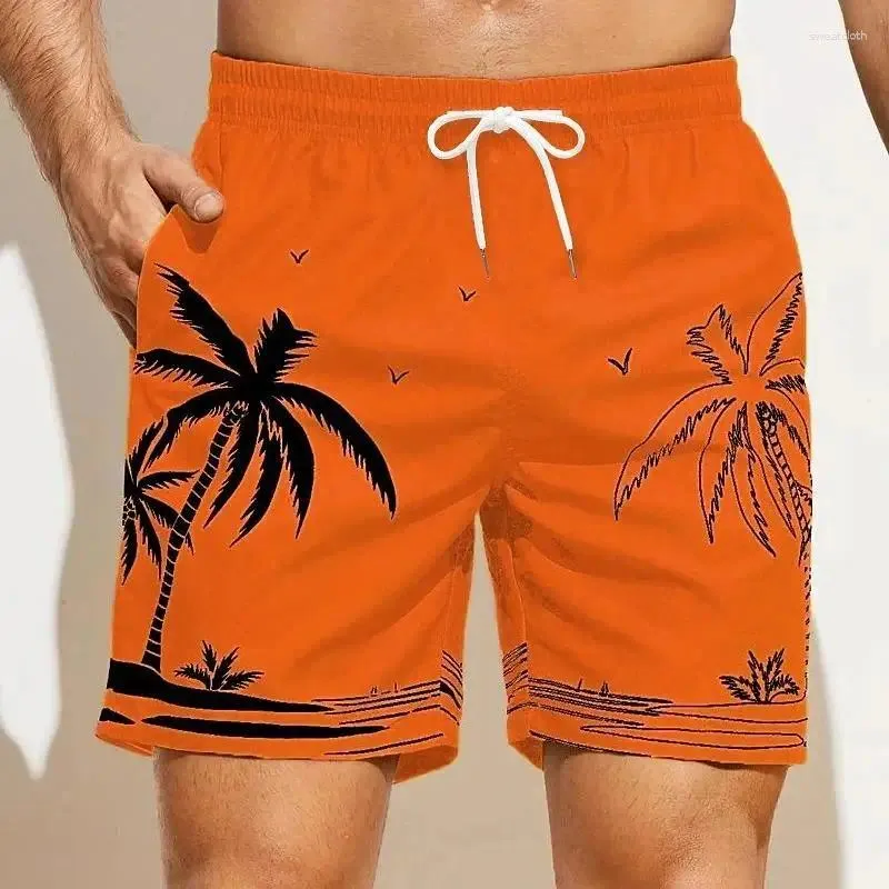 Męskie szorty Szybkie suszenie na Hawajach Letnie wakacyjne sporty pływackie pnie mody 3D kokosowe wydrukowane luźne drzewo kokosowe