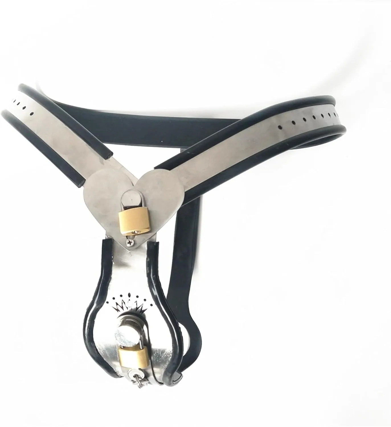 SM dişi paslanmaz çelik iffet kemer kilitleme köle deliği metal iffet cihazı bdsm seks oyuncak (renk: siyah, boyut: 90-100cm)
