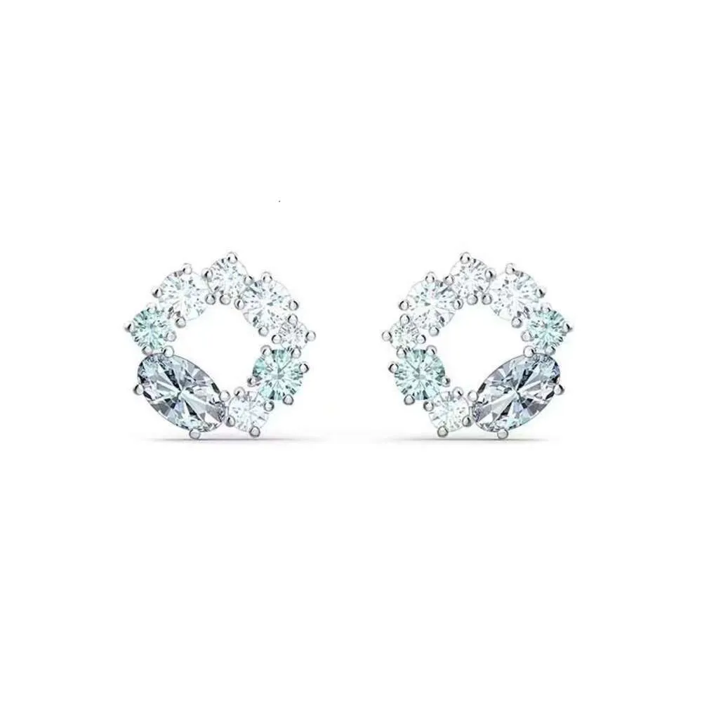 Sailormoon Swarovskis Earring Austrian Crystal Hollow Circular Ring Blue Gradient Crystal Earrings for Women with Diamond Oval Crystal Earrings