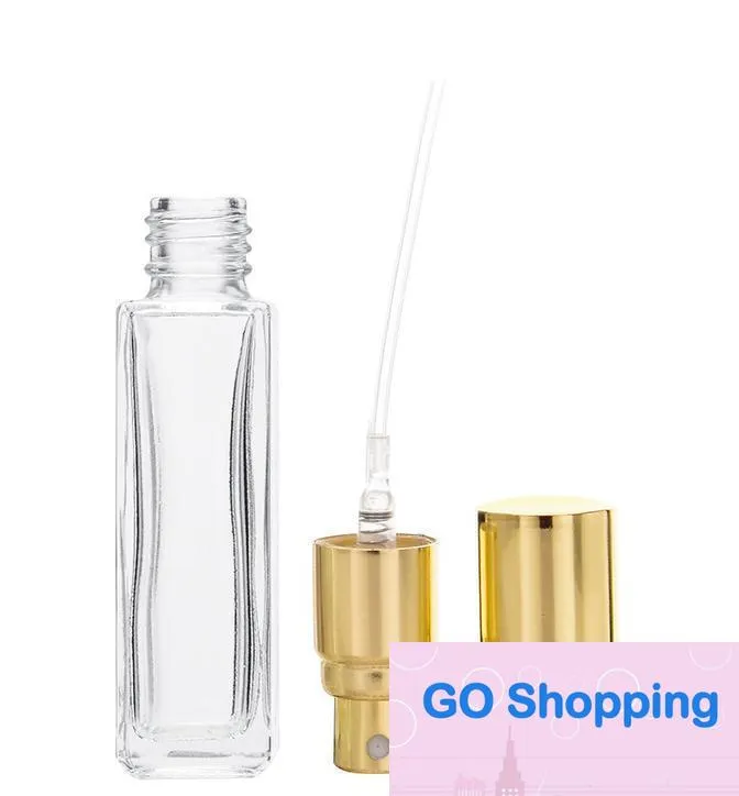 1000st/Lot Glass Parfymflaskor Travel Spray Atomizer Tom parfymflaska med svart guld silver spraykapp