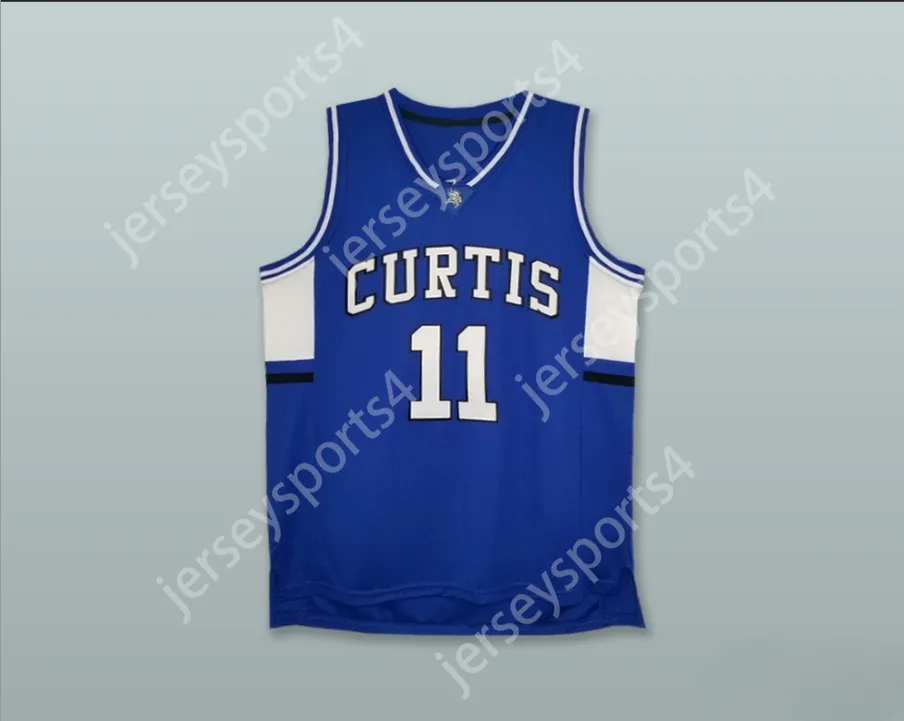 CUSTOM NAY Mens Youth/Kids ISAIAH THOMAS 11 CURTIS SENIOR HIGH SCHOOL VIKINGS BLUE BASKETBALL JERSEY TOP Stitched S-6XL