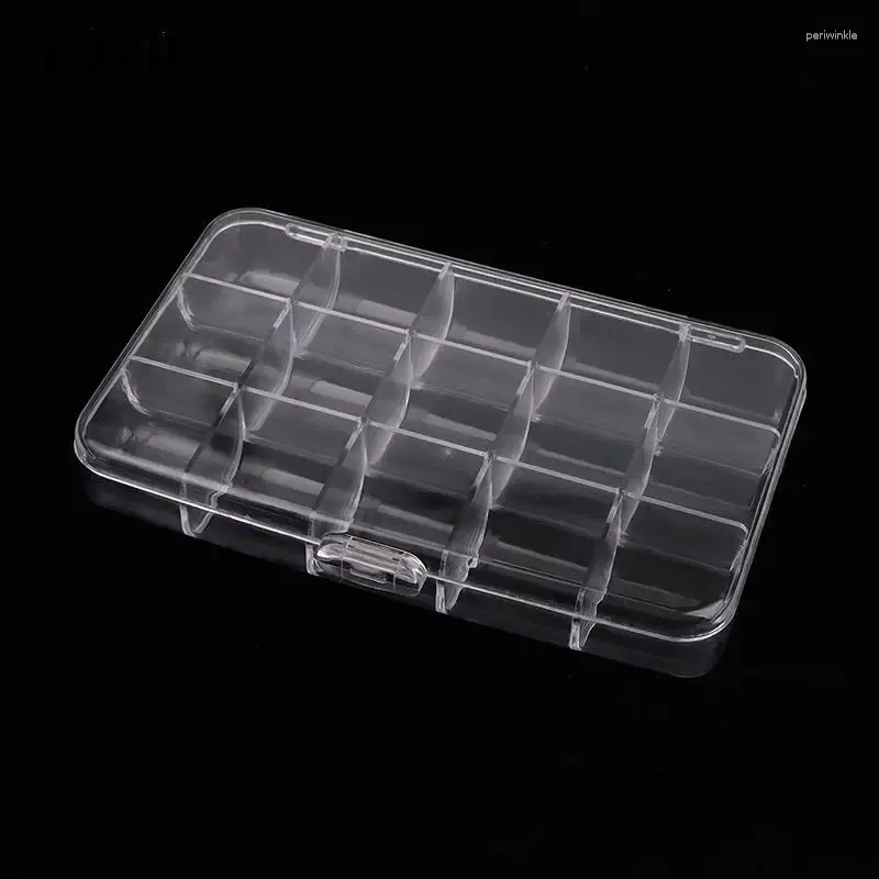 Bouteilles de rangement 15 grilles Boîte à ongles en plastique transparent