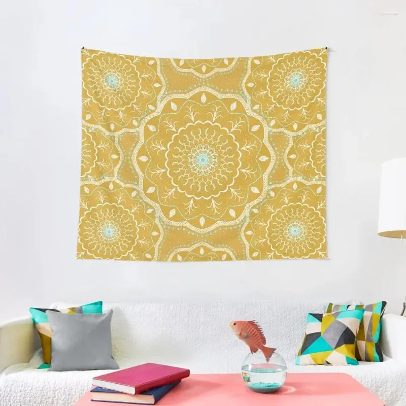 DHgate Vibrant Yellow Mandala Tapestry for Bohemian Wall Decor and Outdoor Aesthetics Home Garden