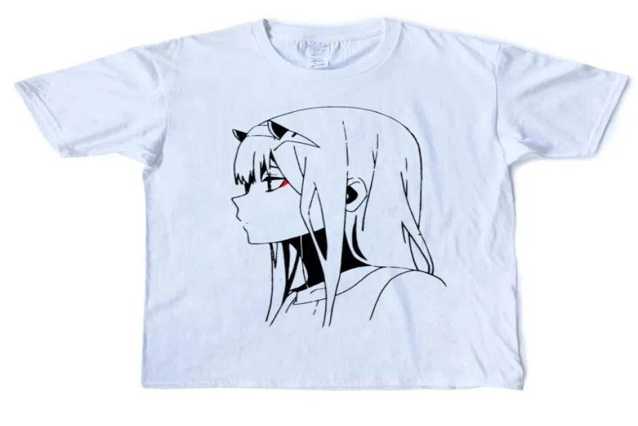Zero Two Darling in de Franxx T -shirt Men039s tv -serie Anime Cotton Japan Fashion T -shirt O039Neck T -shirt met korte mouwen 5153913