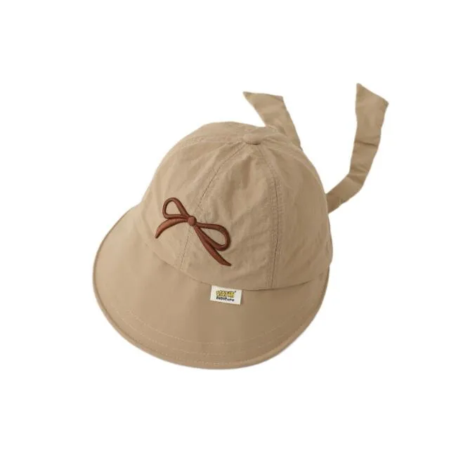 solid bowknot baseball baby fashion sunhat cute embroider fisherman hat toddler sunbonnet