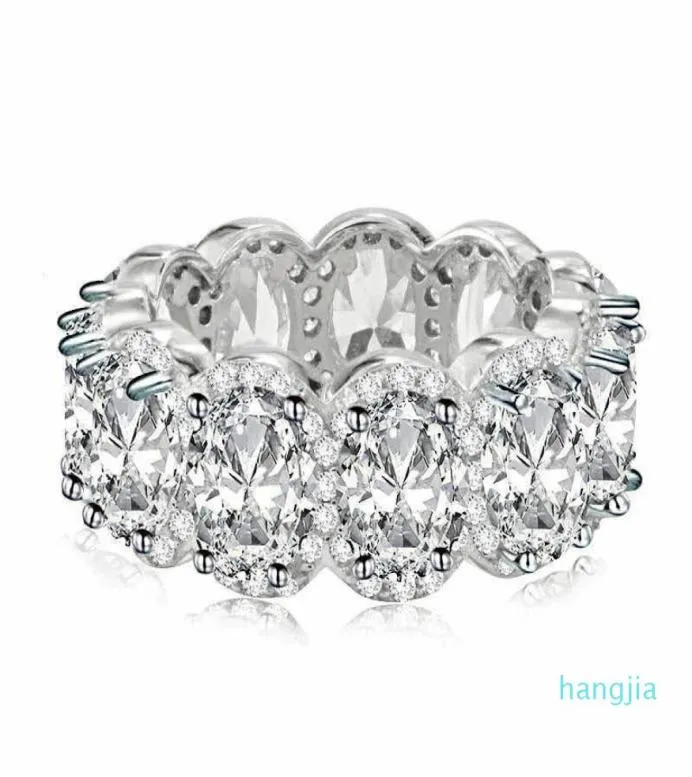 Arning edição limitada Eternity Band Promise Ring 925 Sterling Silver 11pcs Oval Diamond CZ Noivado de noivado para Women5527557