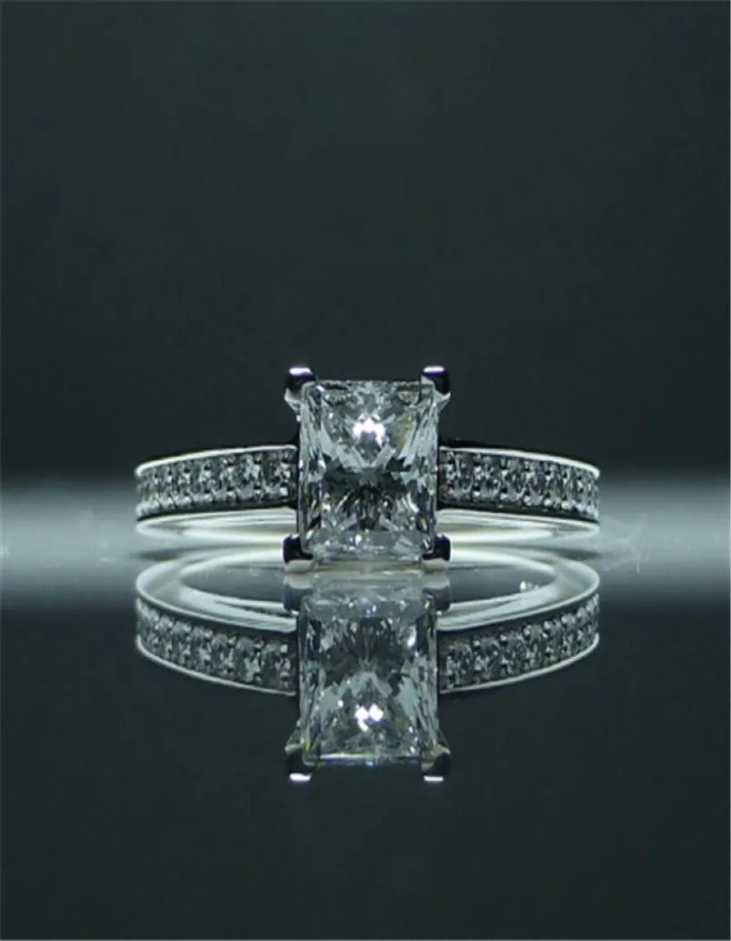 2020 Lüks Prenses Kesme 06CT Lab Diamond Ring Real 925 STERLING Gümüş Nişan Aly Band, Kadınlar İçin Gelin Mücevherleri2938318