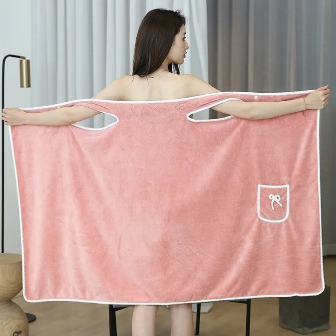 BTOWEL BOW POCKER CORAL VELVET Юбка для ванны с толстым впитывающим полотенцем для ванны Универсальное душевое полотенце предотвращает проскальзывание