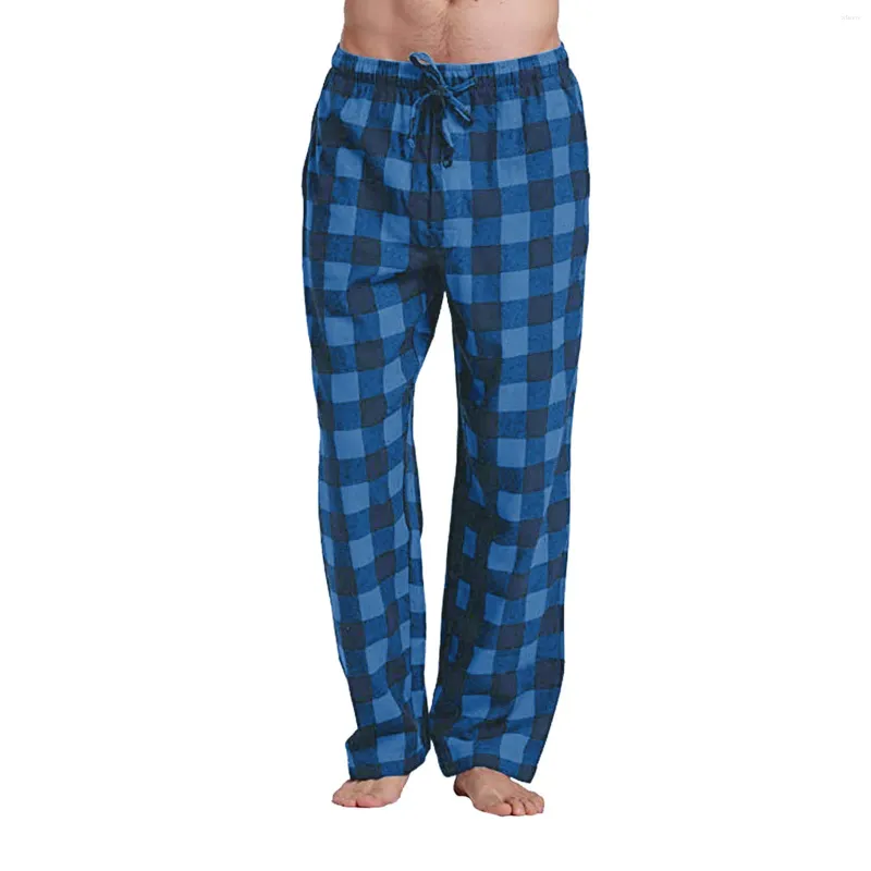 Men's Pants Women Plaid Cotton Loose Ladies Pajama Pyjama Trousers Men Sleep Bottoms Lounge Wear Stretch