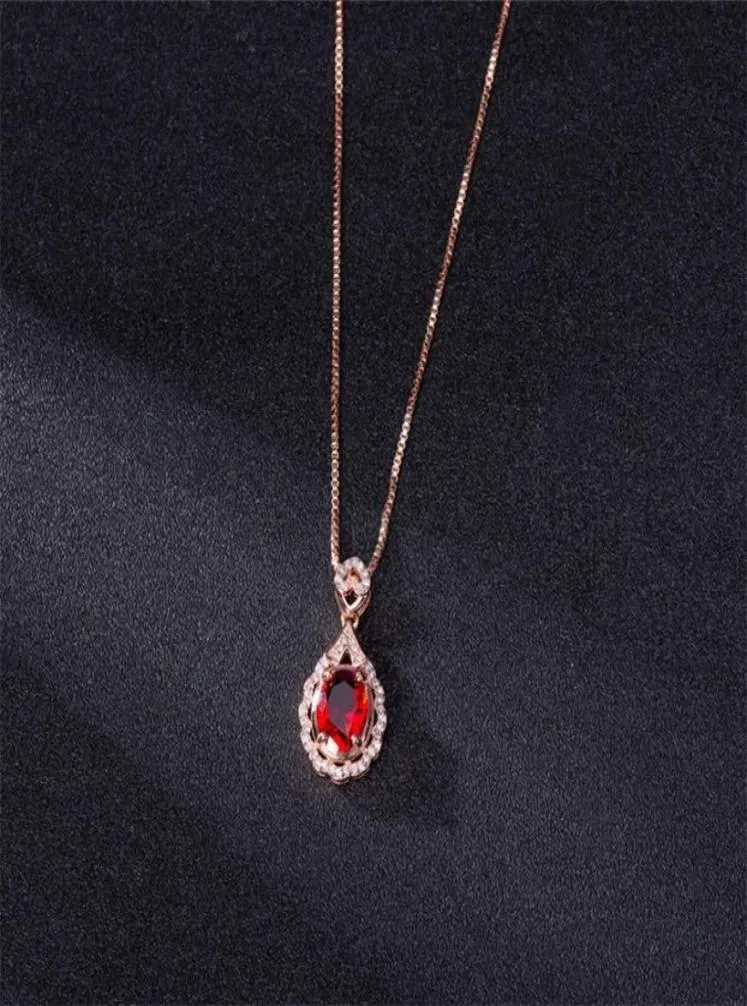 Prawdziwy prawdziwy 14 K Rose Gold Wiselant Naturalny ruby ​​naszyjnik biżuteria Slajd Joyeria Fina Para Mujer Kamień 14 KLARA Naszyjniki 216005253