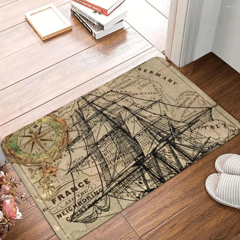 Carpets Vintage Pirate Ship Sailor Antique pailtre tapis tapis Pootpad Polyester Room Corridor Cuisine Balcon Toilet