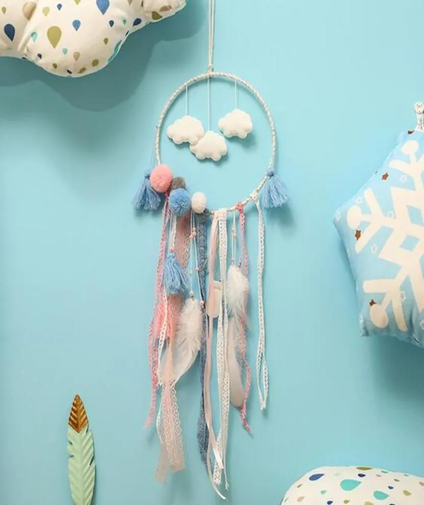 Feather Handmade Dream Catcher de style indien Artisanat Mur tissé Décoration suspendue Blanc Dreamcatcher Mariage suspendu décorations GA3036832