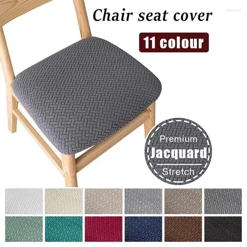 Couvre-chaises 1PC Jacquard Stretch Seat Soupt Soupt Rovable Amovable Anti-Dirty Cushion Cover pour la salle à manger de cuisine Banquet de mariage