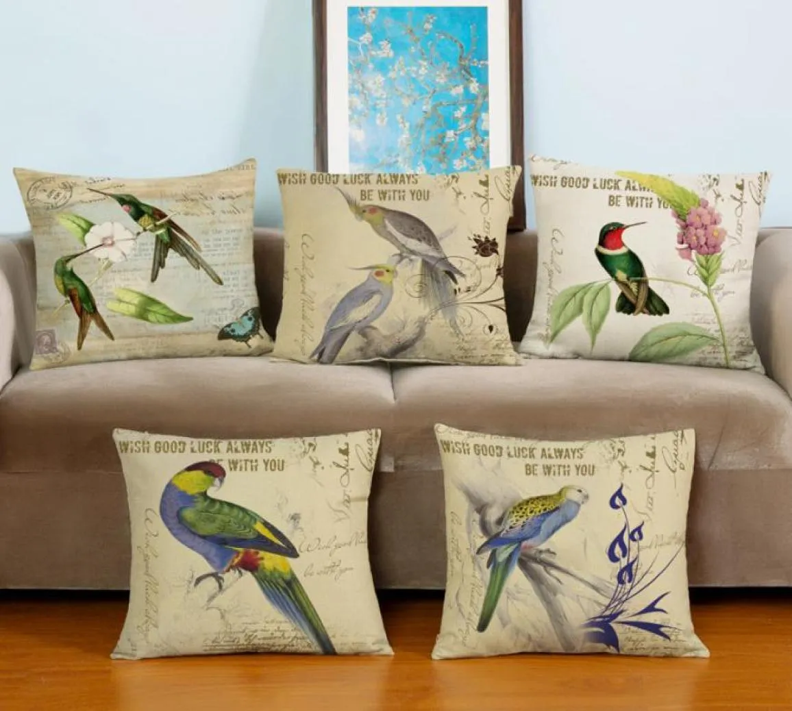 Arte de pássaro lados duplo imprimindo travesseiro decorativo Caso de mobiliário criativo com linho Caso de algodão Caso de algodão 177x177inc1512543