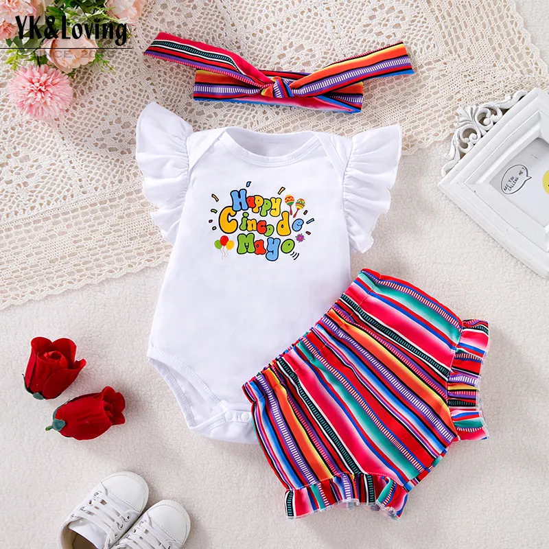 Festival Del Messico Transfrontaliero Set Neonato E Bambini Maniche Volanti Innamorate Pp Pantaloncini E Accessori Capelli Set Di Moda Carino Abito Da Festa Alla Moda Alla Moda Da 13 34 DHgate