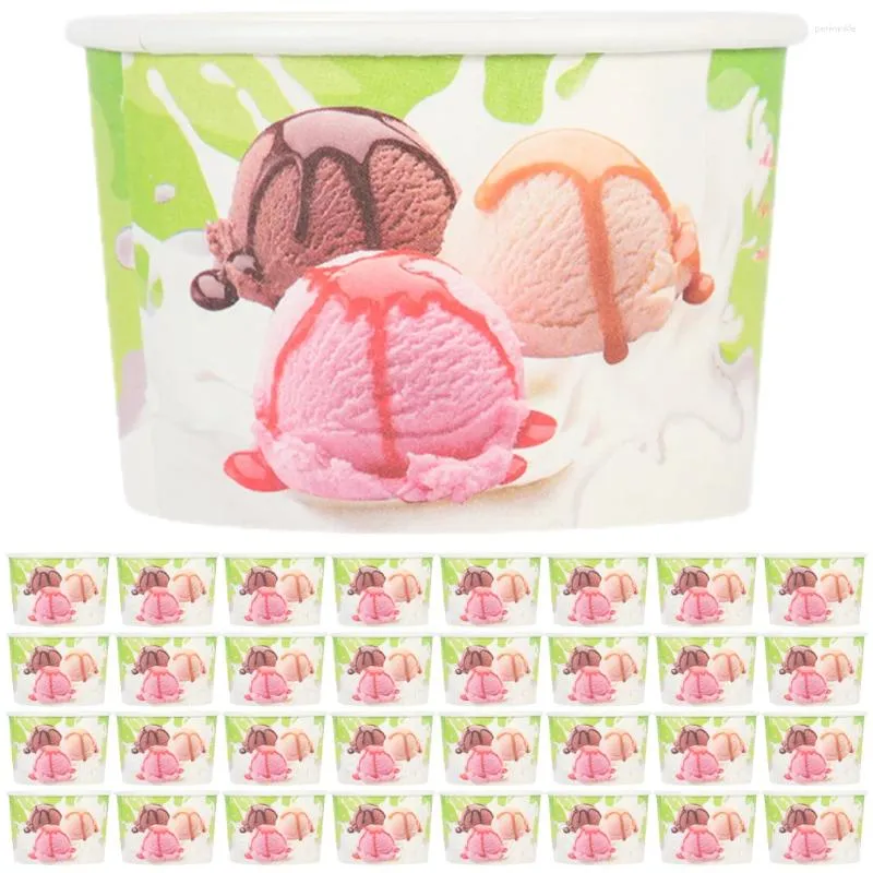 Tasses jetables Paires Ice Cream First Fournitures de tasse en papier bols en papier Poudding pour magasin