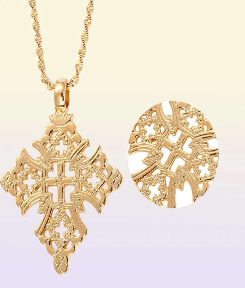 Ethiopia Cross Necklace for Women Men Gold Color Ethiopian Jewelry African Ethnic Gift3073774