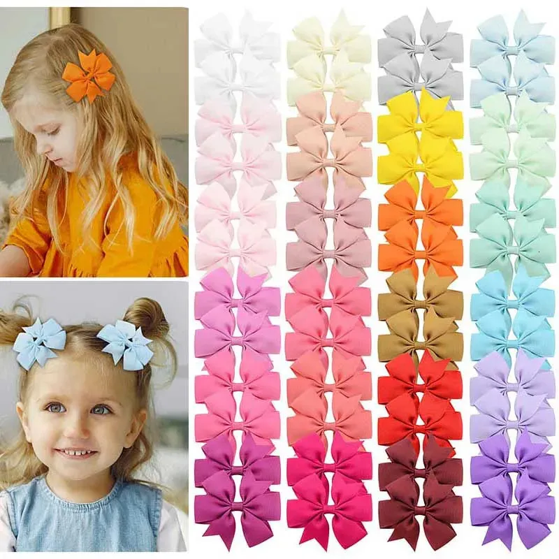 40pcs 3inch Grosgrain Ribbon Bögen Clips Baby Girls Bowknot Hair Pin Boutique Kinder Kopfwege Kinder Haargrips Haarzubehör 240509